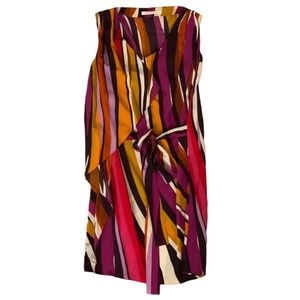 Diane Von Furstenberg RARE DVF Silk Colorful Dress Runway Stripe Holiday Dress